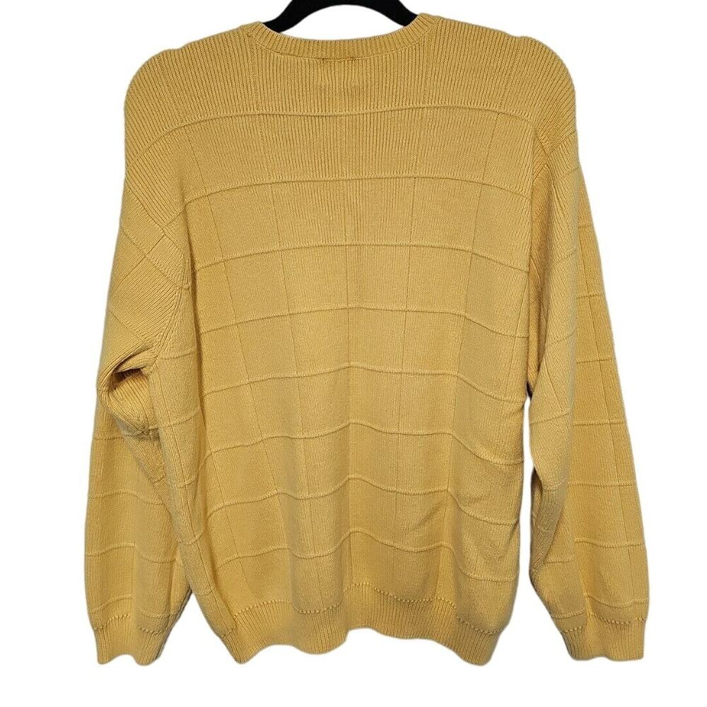 VTG Arrows Y2K Mens Size XL Cotton Yellow Sweater Grandpa Plaid Textured - Picture 4 of 8